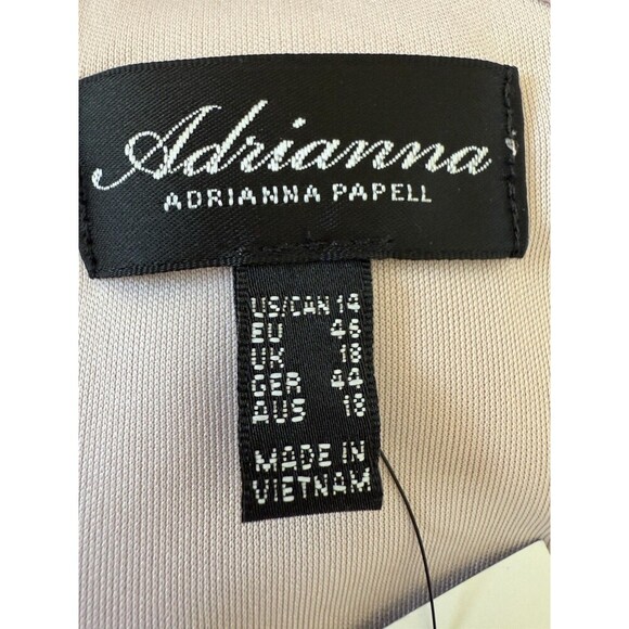 ADRIANNA PAPELL Embellished chiffon pink Blush color One-Shoulder SZ 14 - Picture 10 of 14